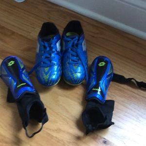 Soccer shoes and shin guard
